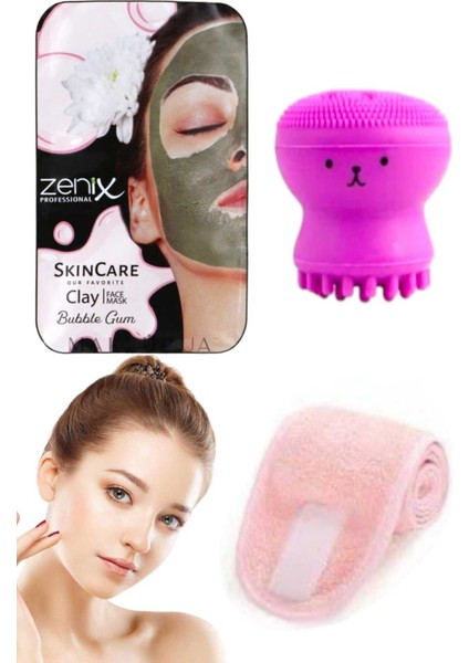 3'lü Set Spor Yoğa Makyaj Havlu Saç Bandı Siyah Nokta Ölü Cilt Tıkanmış Gözenek Peeling Silikon Ped