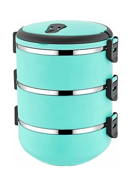 Sefer Tası Yemek Termosu Saklama Kabı Termosu 3lü - Turkuaz (5148)