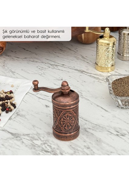 Glıos Bakır Zamak Karabiber El Değirmeni Öğütücü Grinder 8 cm modelleri
