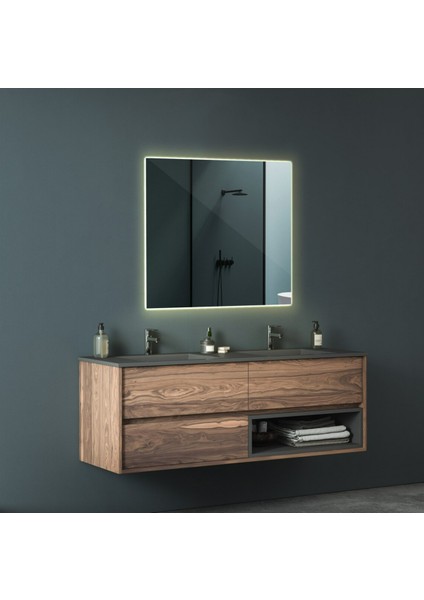 70X45 cm Beyaz LED Dekoratif Banyo Aynası