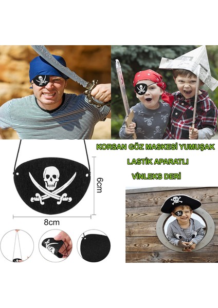 Vinleks Deri Korsan Göz Bandı Lastikli