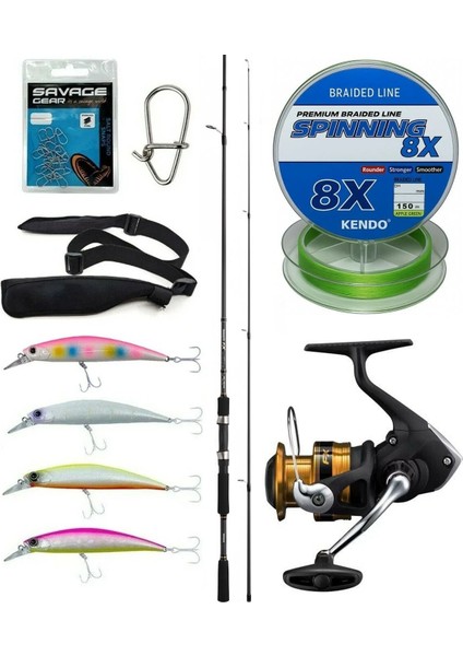 Spin Olta Seti Shimano Kamış Fx Xt Spinning Moderate Fast 2,10M 14-40G 2pc&shimano Makina Fx 2500 Fc Hg