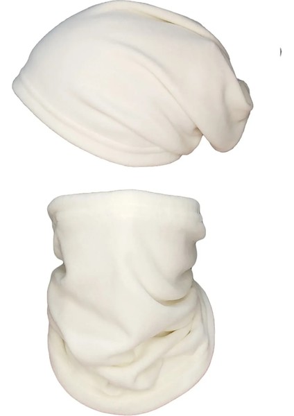 2 Adet Beyaz Renk Fiyatı - Kadın Erkek Kışlık Termal Polar Ipli Bere Şapka Boyunluk Olabilen Atkı