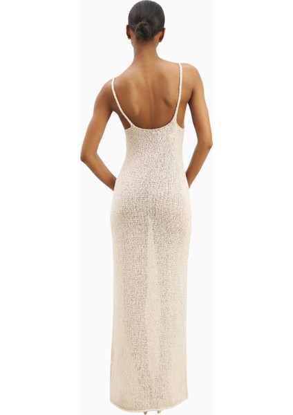 Crochet Örgü Plunging Cami Kadın Maxi Elbise modelleri