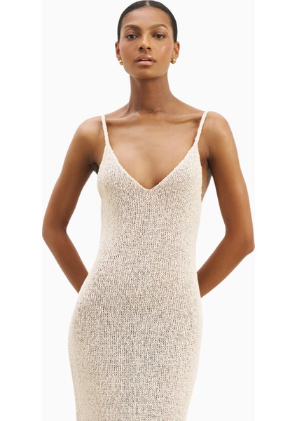 Crochet Örgü Plunging Cami Kadın Maxi Elbise indirimleri