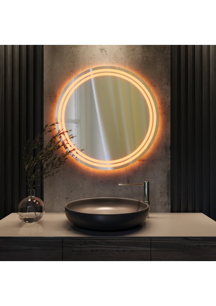 "double Edge" Kumlu "dokunmatik Sensörlü" Dekoratif Ledli Banyo Aynası