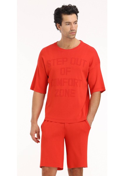 Turuncu Bisiklet Yaka Jakarlı Triko