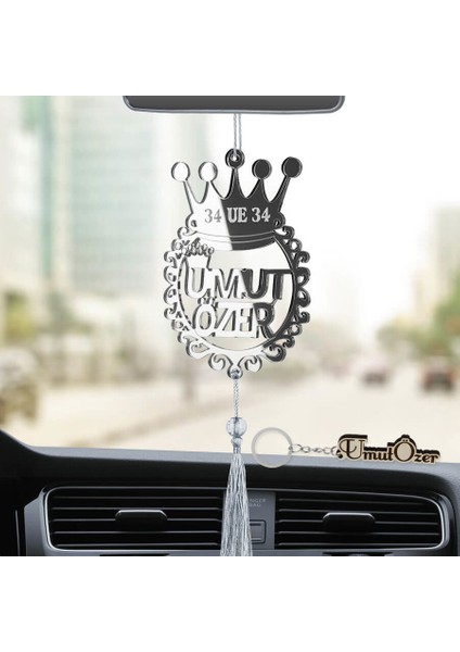 Zaman Kişiye Özel (Anahtarlıklı) Plakalı Pleksi Araba Dikiz Aynası Süsü