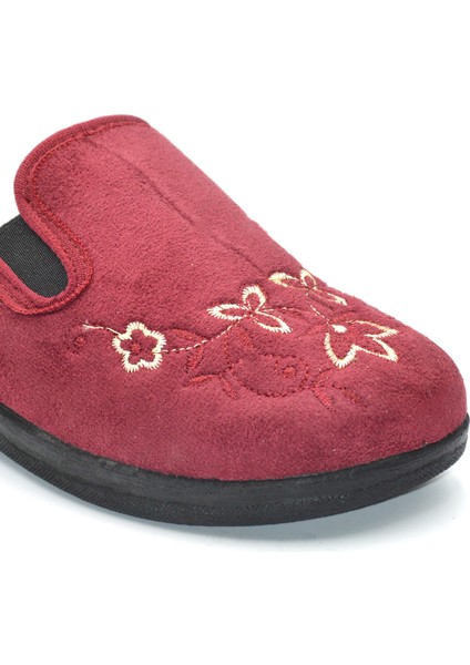 Kadın Bordo Çiçekli Kışlık Ev Terliği modelleri