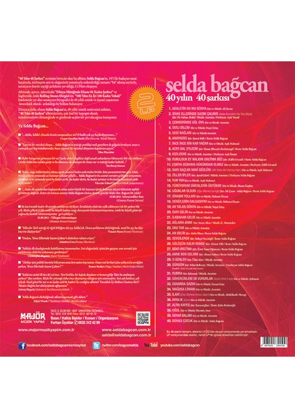 Selda Bağcan / 40 Yılın 40 Şarkısı (Renkli 2lp 26 Şarkı) (Plak) fiyatları