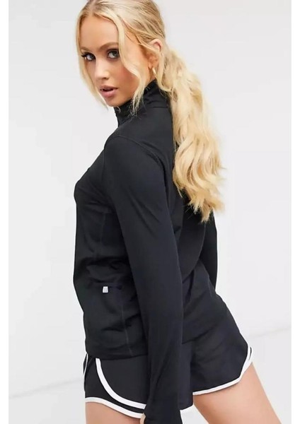 Dri-Fit Runnig Element Half Zip Long Kadın Siyah Çeyrek Fermuar Antreman Üstü modelleri