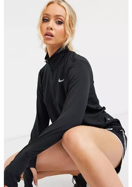 Dri-Fit Runnig Element Half Zip Long Kadın Siyah Çeyrek Fermuar Antreman Üstü fırsatları