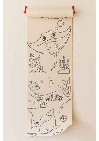 Dikey Su Altı Yaşamı Boyama Rulosu | 4 Metrelik Çocuk Aktivite Kağıdı | Eğitici ve Eğlenceli Deniz Temalı Boyama Kağıdı fiyatları