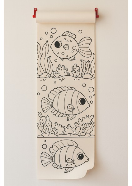 Dikey Su Altı Yaşamı Boyama Rulosu | 4 Metrelik Çocuk Aktivite Kağıdı | Eğitici ve Eğlenceli Deniz Temalı Boyama Kağıdı modelleri