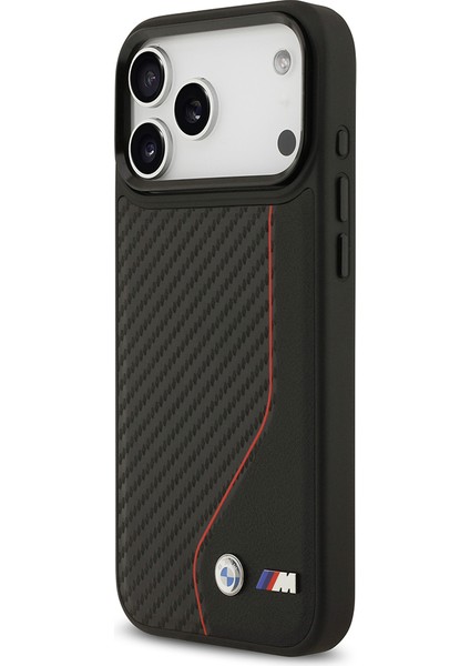 iPhone 17 Pro Max Uyumlu Kılıf Bmw Lisanslı M-Safe Şarj Metal Bmw ve M Logolu Pu Karbon modelleri