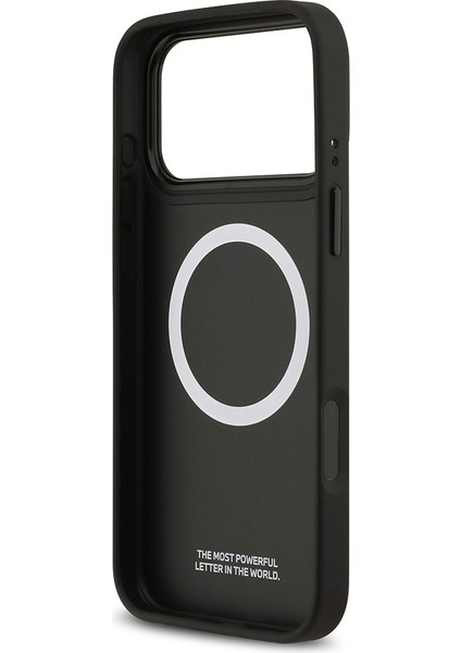 iPhone 17 Pro Max Uyumlu Kılıf Bmw Lisanslı M-Safe Şarj Metal Bmw ve M Logolu Pu Karbon