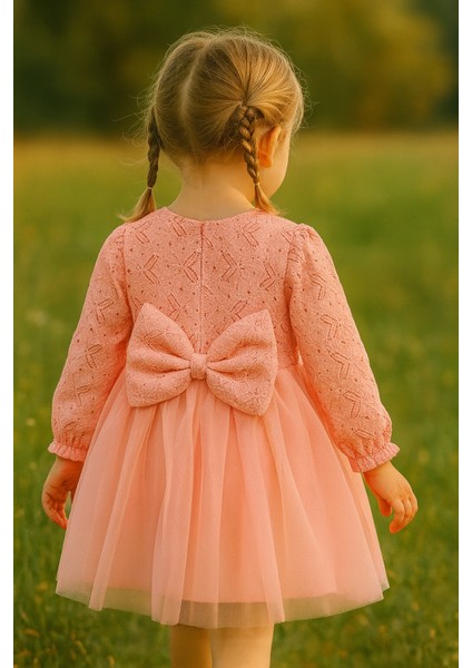 Kız Bebek Çocuk Dantel Güpürlü Doğum Günü Parti Düğün Özel Gün Tüllü Astarlı Prenses Abiye Elbise fiyatları