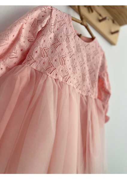 Kız Bebek Çocuk Dantel Güpürlü Doğum Günü Parti Düğün Özel Gün Tüllü Astarlı Prenses Abiye Elbise fırsatları