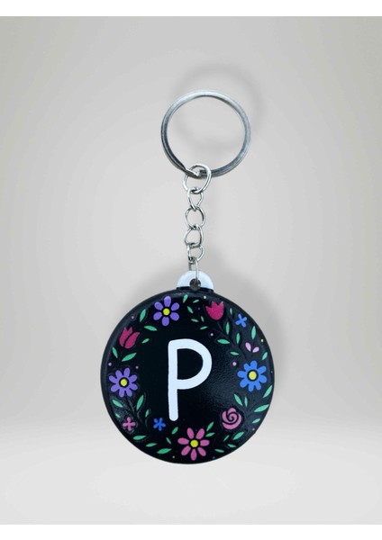 P Harf Kişiye Özel Harfli Çiçek Desenli Plastik Anahtarlık Şişe Açacağı Hem Şık Hem Kullanışlı Hediye Seçeneği
