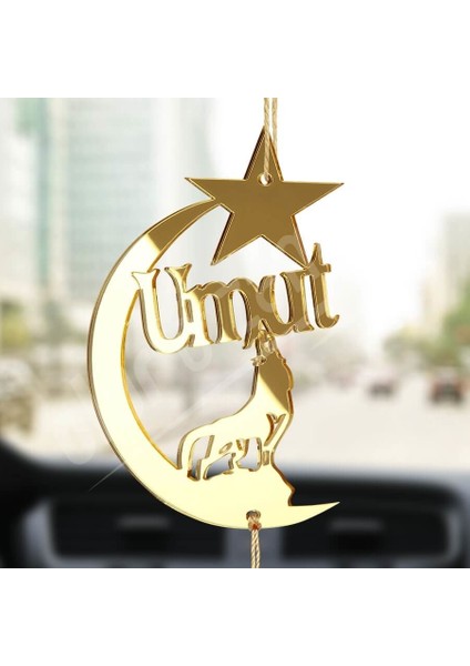 Kişiye Özel (Anahtarlıklı) Bozkurt Pleksi Araba Dikiz Aynası Süsü Gold Renk fiyatları