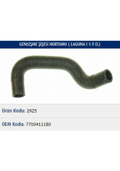 M2925 Yedek Su Deposu Hortumu 7700411180