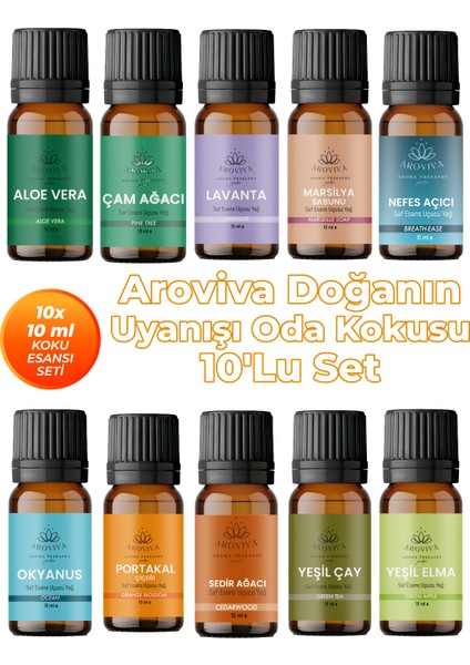 Doğanın Uyanışı Oda Kokusu 10'lu Set – Doğal Esansiyel Uçucu Yağ,difüzör Esansı,buhurdanlık Yağı
