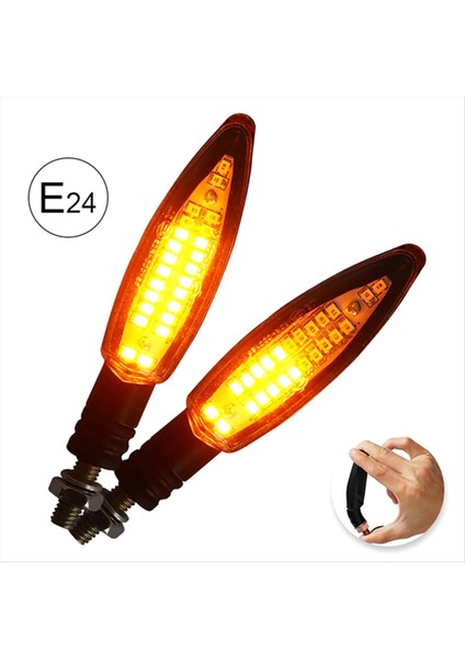 Motosiklet dönüş sinyali LED Işık E24 Akan Su Yanıp Sönen Göstergesi Yamaha Honda için Bükülebilir Kuyruk Durdurma Sinyal Işığı (Yurt Dışından) indirimleri