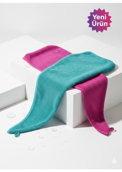 Saç Havlusu Saç Bonesi 2 Li Set %100 Pamuk Banyo ,havuz ve Deniz Sonrası Kurulama Yeşil/ Fuşya fiyatları