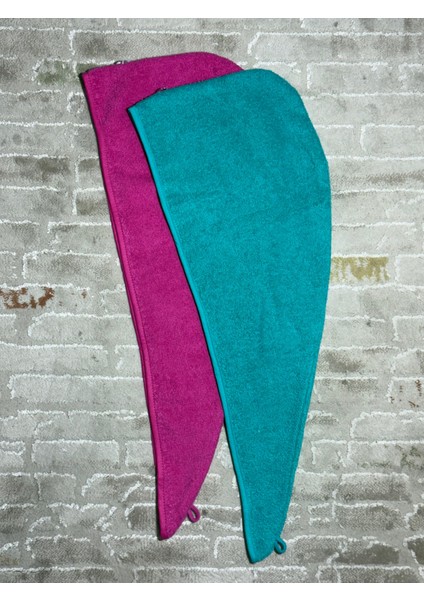 Saç Havlusu Saç Bonesi 2 Li Set %100 Pamuk Banyo ,havuz ve Deniz Sonrası Kurulama Yeşil/ Fuşya modelleri