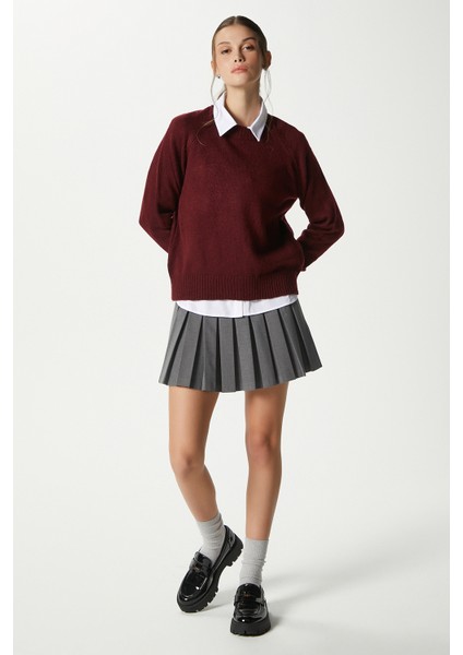 Mushy Bordo Basic Triko Kazak