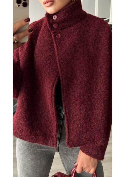 Bordo Buklet Yarım Balıkçı Mont modelleri