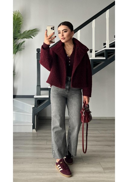 Bordo Buklet Yarım Balıkçı Mont