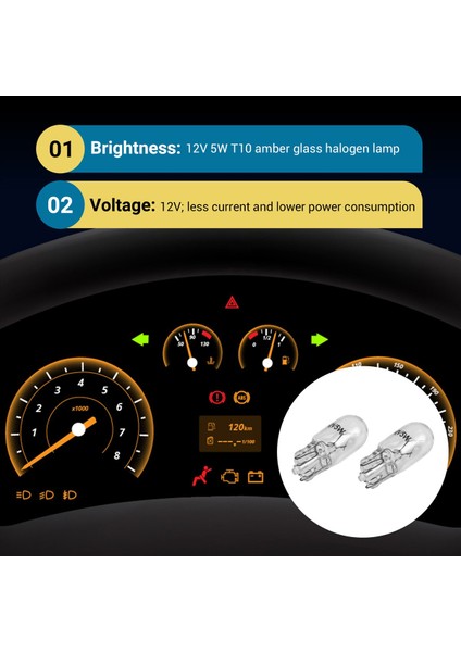 Araba T10 12V 5W 168 194 W5W Halojen Ampul Gösterim Kümesi Gösterge Gösterge Lambası Okuma Işıkları, 10 Paket Sıcak Beyaz (Yurt Dışından)