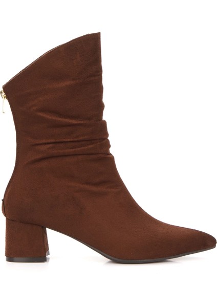Kadın Kahverengi Süet Körüklü Kısa Kalın Topuklu Bot fiyatları