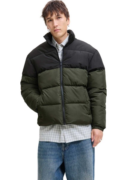 Jjmaze Puffer Collar Haki Erkek Mont