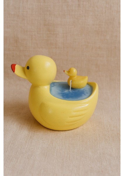 Anne Ördek ve Yavrusu Mumluk | El Yapımı Eşsiz Banyo & Oda Dekoru