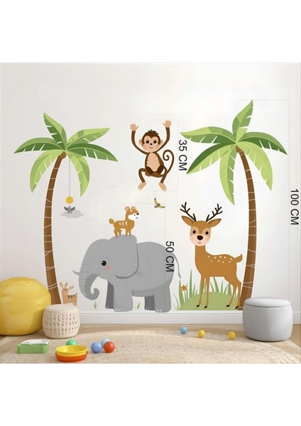 Bebek Odası İçin Sevimli Fil, Maymun ve Geyik Sticker fiyatları