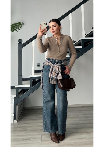 Mavi Yıkamalı Likralı Straight Jean modelleri