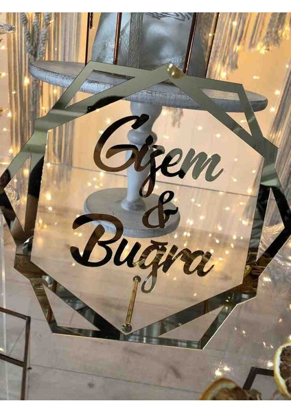 Pleksi Altıgen Söz Nişan Masa Isimlik