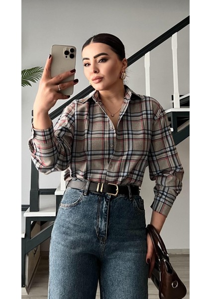 Bej-Lacivert Ekoseli Oduncu Gömlek modelleri