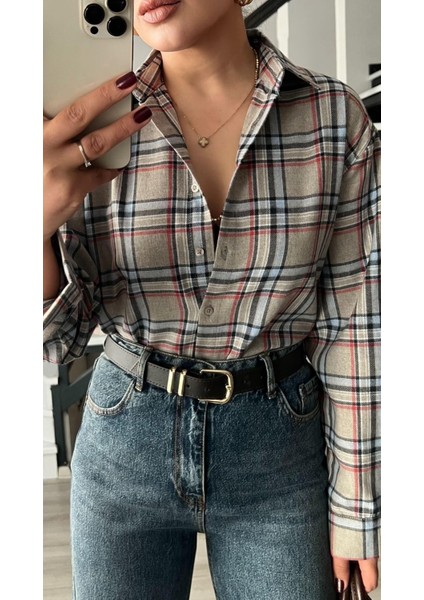 Bej-Lacivert Ekoseli Oduncu Gömlek fırsatları