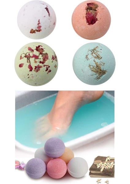 El Yapımı 7'li Pedikür Terapi Peeling Doğal Nem Bombası Seti Ayak Banyosu Topu Hediye Kutusu