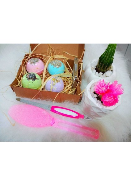 El Yapımı 7'li Pedikür Terapi Peeling Doğal Nem Bombası Seti Ayak Banyosu Topu Hediye Kutusu fiyatları