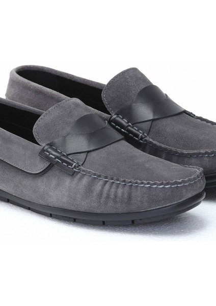 Gri Süet Casual Loafer