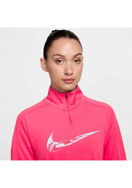 Swoosh Dri-Fıt 1/4-Zip Running Mid Layer Pembe Kadın Çeyrek Fermuar Antreman Üstü indirimleri