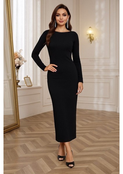 Kadın Uzun Kollu Yuvarlak Yaka Akrilik Elbise