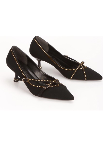 Kadın Siyah Fiyonk Detaylı Taşlı Stiletto modelleri