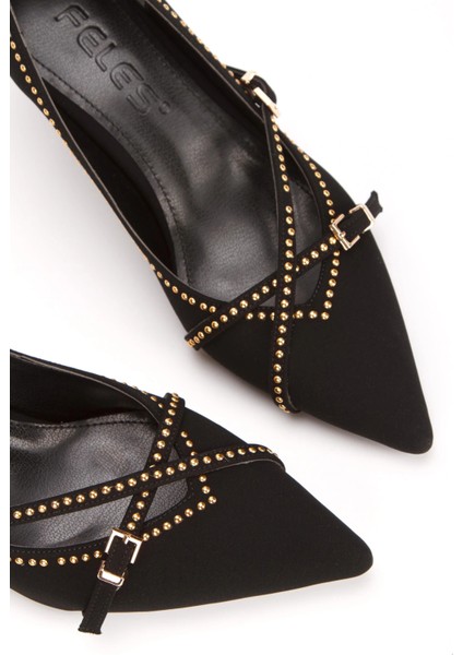 Kadın Siyah Fiyonk Detaylı Taşlı Stiletto indirimleri