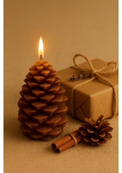 Romantik Ortam Işığı Rustik Dekor Kozalak Şekilli Mum El Yapımı Doğal Çam Kozalağı Mum Hediye 10X7CM