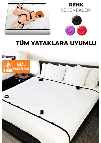 Sofya Passion Fantazi Yatak Kelepçe Aksesuar Seti - Ayarlanabilir El Ve Ayak Kelepçeleri